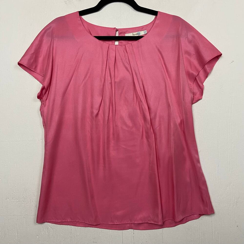 Boden Women's Pink Silk Blend Flutter Sleeve Romantic Blouse Top Size 10